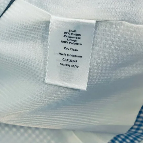 Talbots One Button Gingham Blazer Jacket Coastal Spring Summer Blue & White 16W - Picture 7 of 10